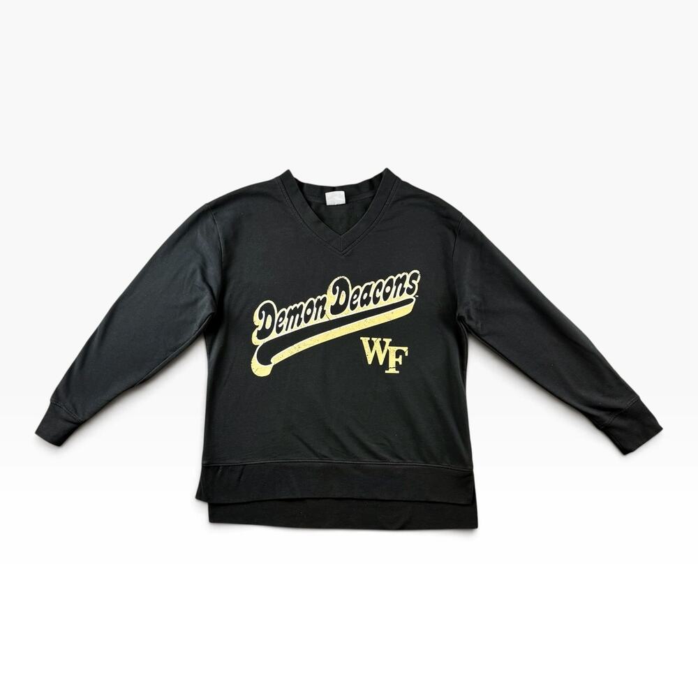 Wake Forest Demon Deacons Sweatshirt Womens Large V Neck Knights Apparel NCAA